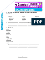 Agrupacion Sinonimos para Quinto de Primaria