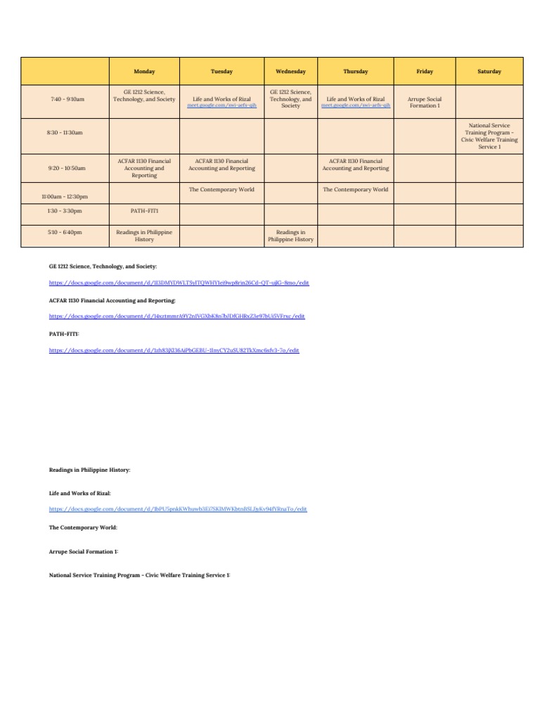 Schedule PDF
