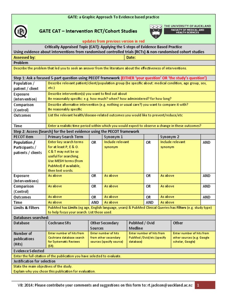 GATE CAT: PECOT Framework for RCTs | PDF | Randomized Controlled Trial ...