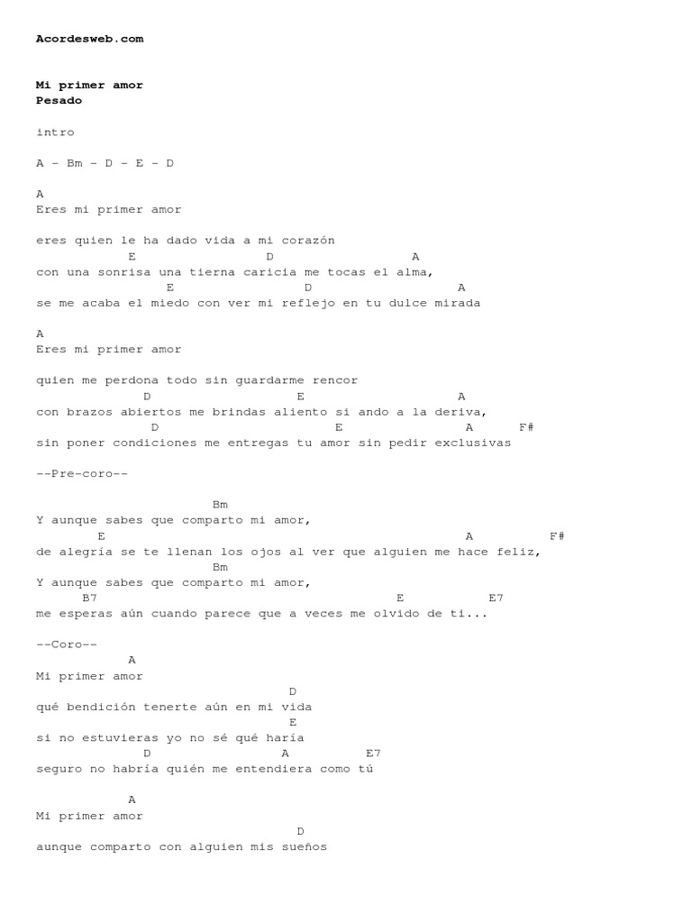 Mi Primer Amor Pesado Acordesweb Com PDF Amor