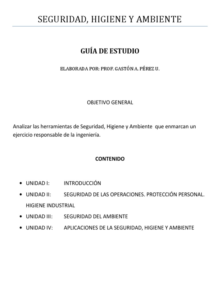Guía de Seguridad e Higiene Laboral | PDF | Seguridad y salud ...