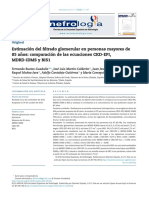 Estimación Del Filtrado Glomerular en Personas Mayores de 85 A Nos: Comparación de Las Ecuaciones Ckd-Epi, Mdrd-Idms y Bis1