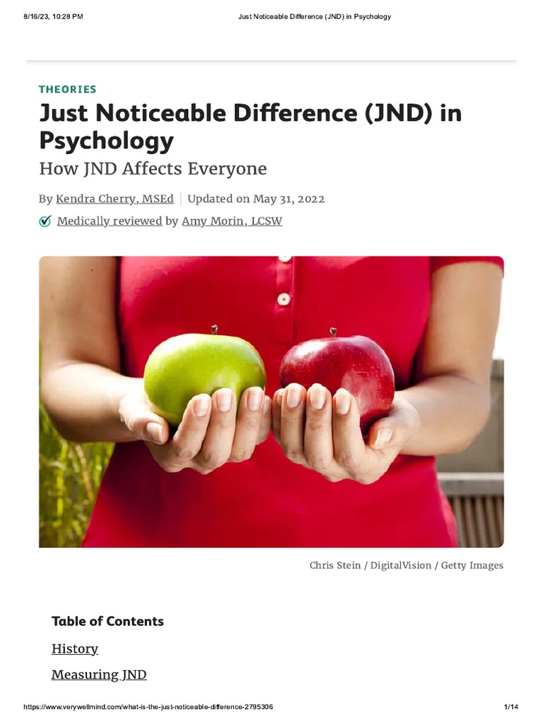 Just noticeable difference definition psychology