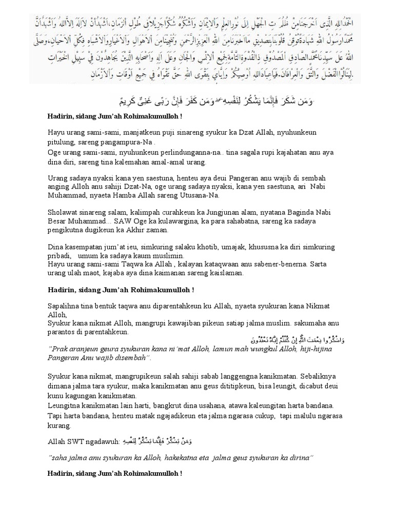 Khutbah Jumat: Makna Syukur yang Harus Diketahui