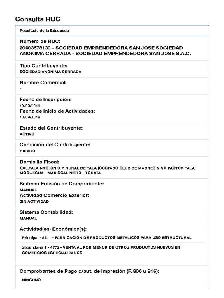 Sunat consulta ruc pdf