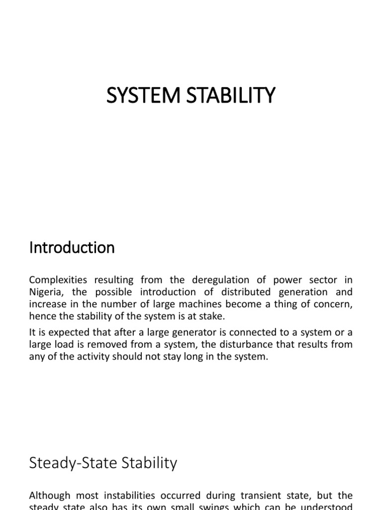 Lecture 18 System Stability PDF Steady State Electric Motor