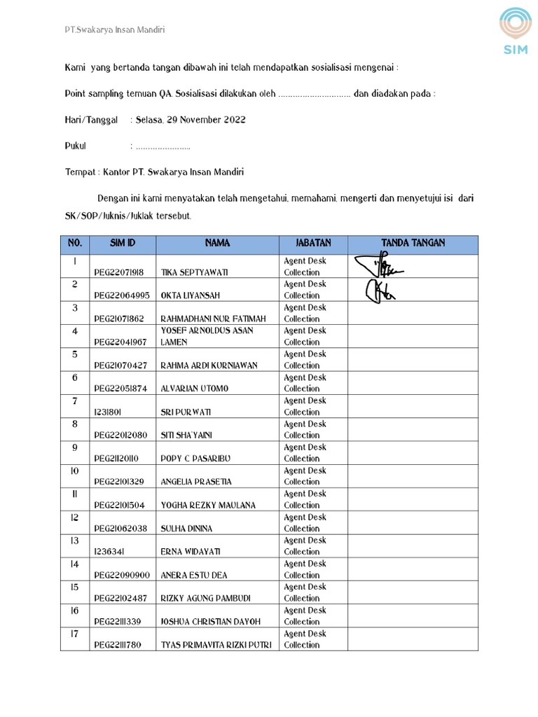 Template Absensi Sosialisasi PDF
