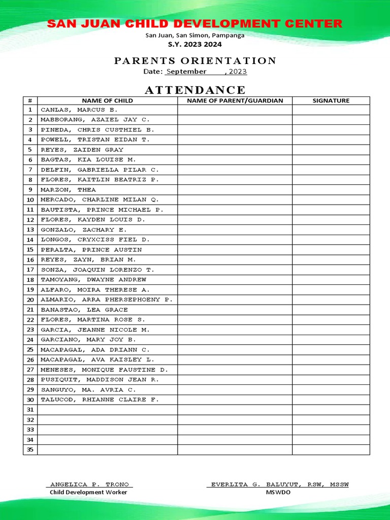 Attendance Sheet | PDF