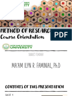METHODS of RESEARCH 1stSEM2223 Course Outline Orientation