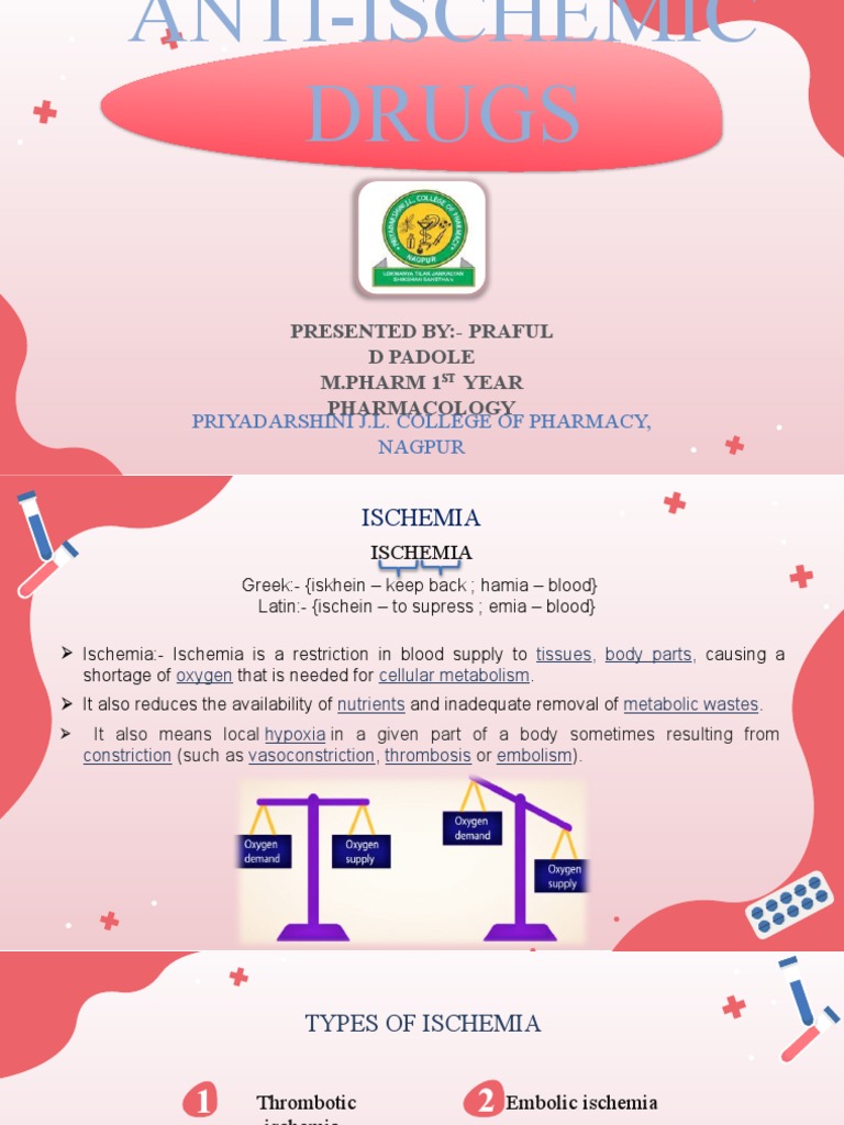 Anti Ischemic Drugs PDF Ischemia Myocardial Infarction