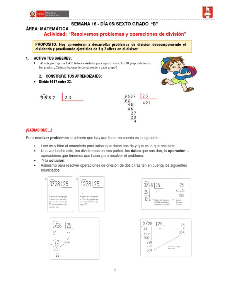 División: Problemas y Ejercicios | PDF