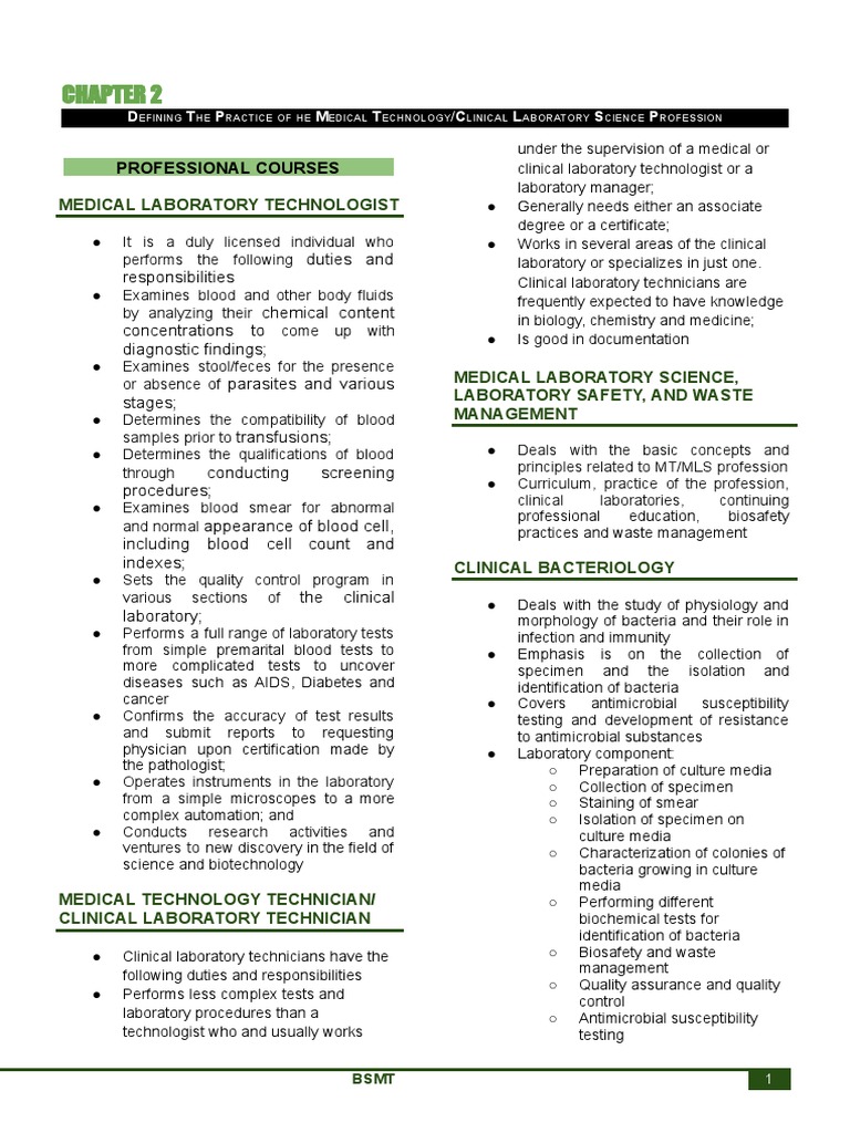 PMLS Chapter 2 Defining The Practice of He Medical Technology