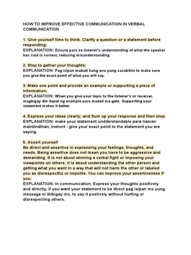 Enhancing Verbal Communication Skills | PDF | Nonverbal Communication ...