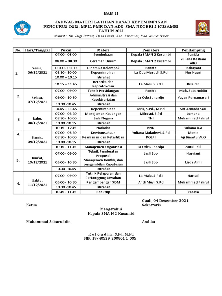 Jadwal LDK | PDF