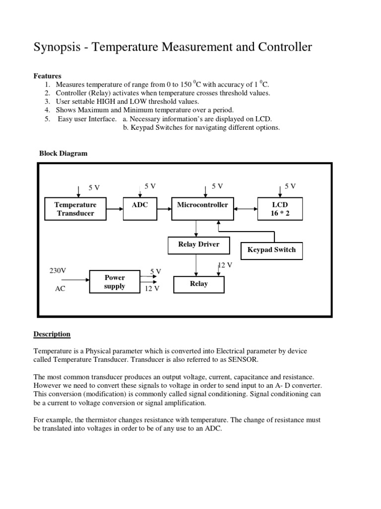 Temperature Measurement Controller System | PDF | Analog To Digital ...