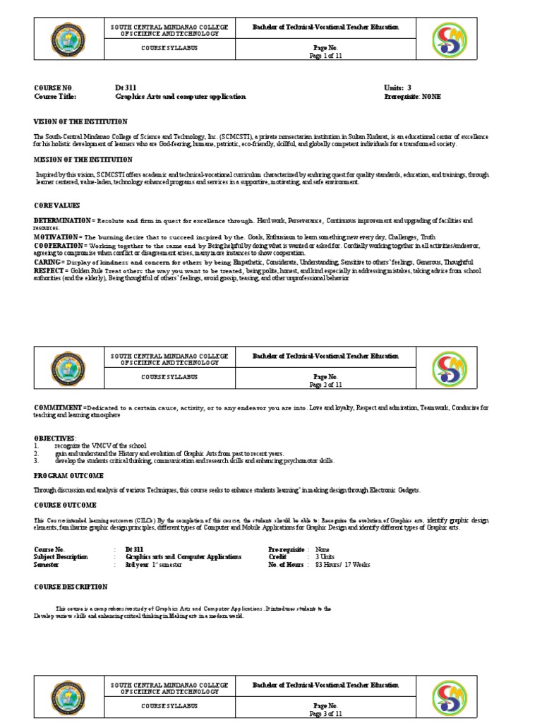 Graphic Design Course Syllabus | PDF | Graphic Design | Lecture