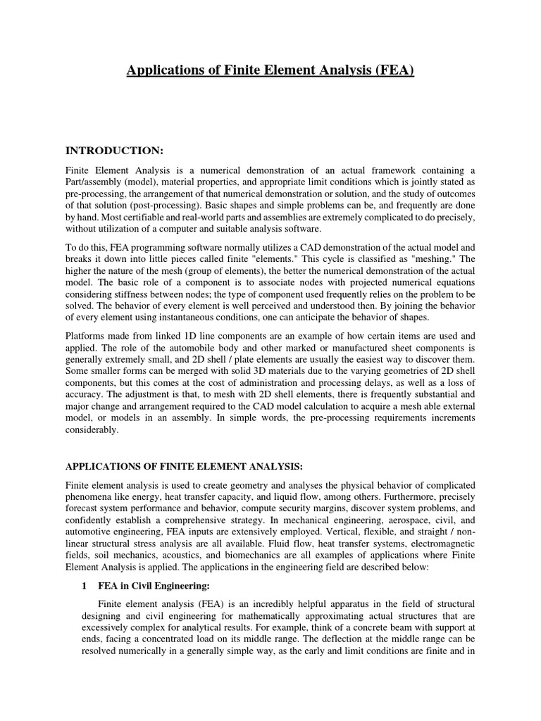 FEA Applications | PDF | Finite Element Method | Engineering