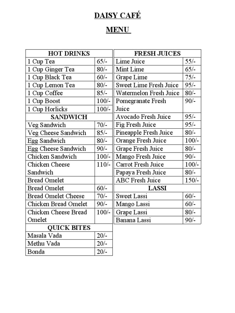 Daisy Café PDF