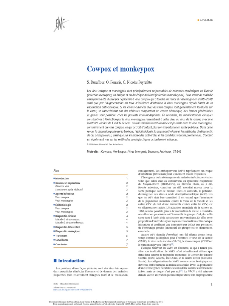 Cowpox Et Monkeypox | PDF | Variole | Virus