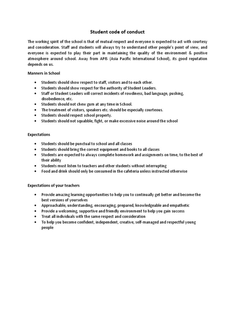Student Code of Conduct | PDF