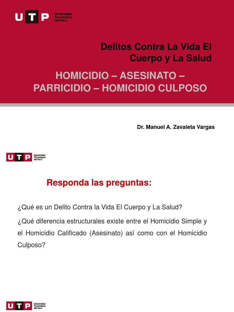Clase 1 Delitos Contra la Vida El Cuerpo y La Salud. MZV (1) | PDF ...