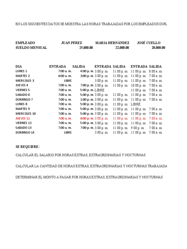 Actividad 3 Modulo 3 | PDF | Salario | Tiempo extraordinario