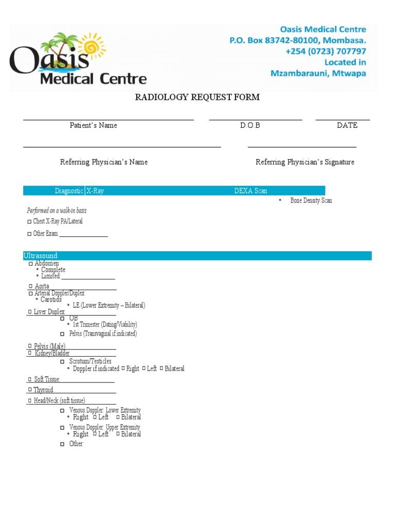 Radiology Request Form PDF