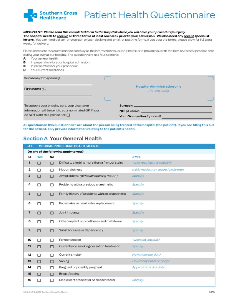 Patient Health Questionnaire PDF Allergy Dietary Supplements