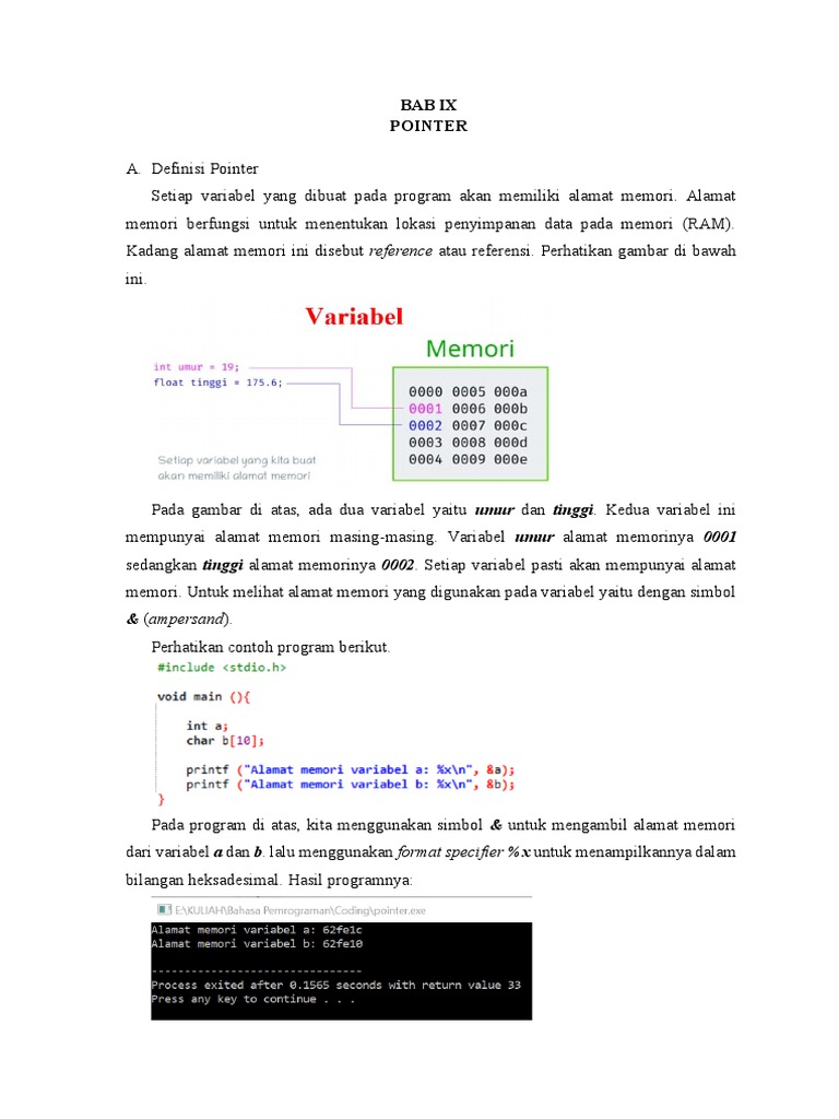 Memahami Konsep Pointer dalam C | PDF | Metode & Bahan Ajar