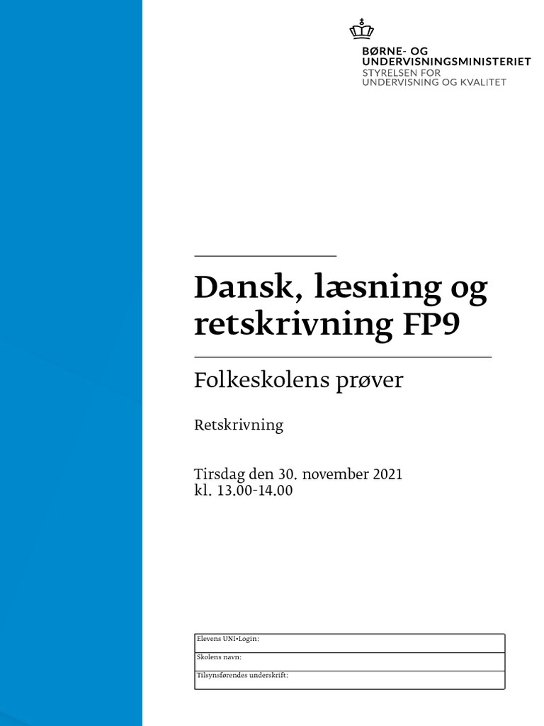 FP9 Dansk Retskrivning Opgaver December 2021 | PDF