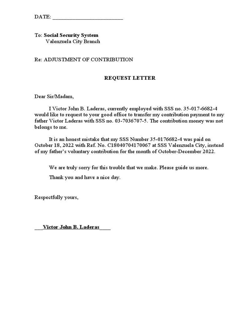 Request Letter For Contribution | PDF
