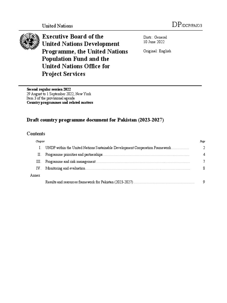 Country Programme Document Pakistan 2023 2027 Pdf United Nations
