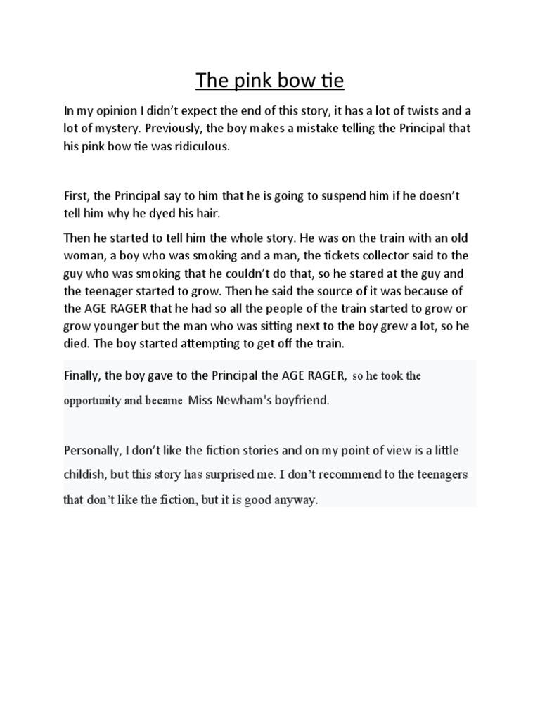 The Pink Bow Tie Questions And Answers