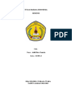 Tugas Bahasa Indonesia Resensi: Oleh: Nama: Aidil Fitra Tamrin Kelas: XI IPA 4