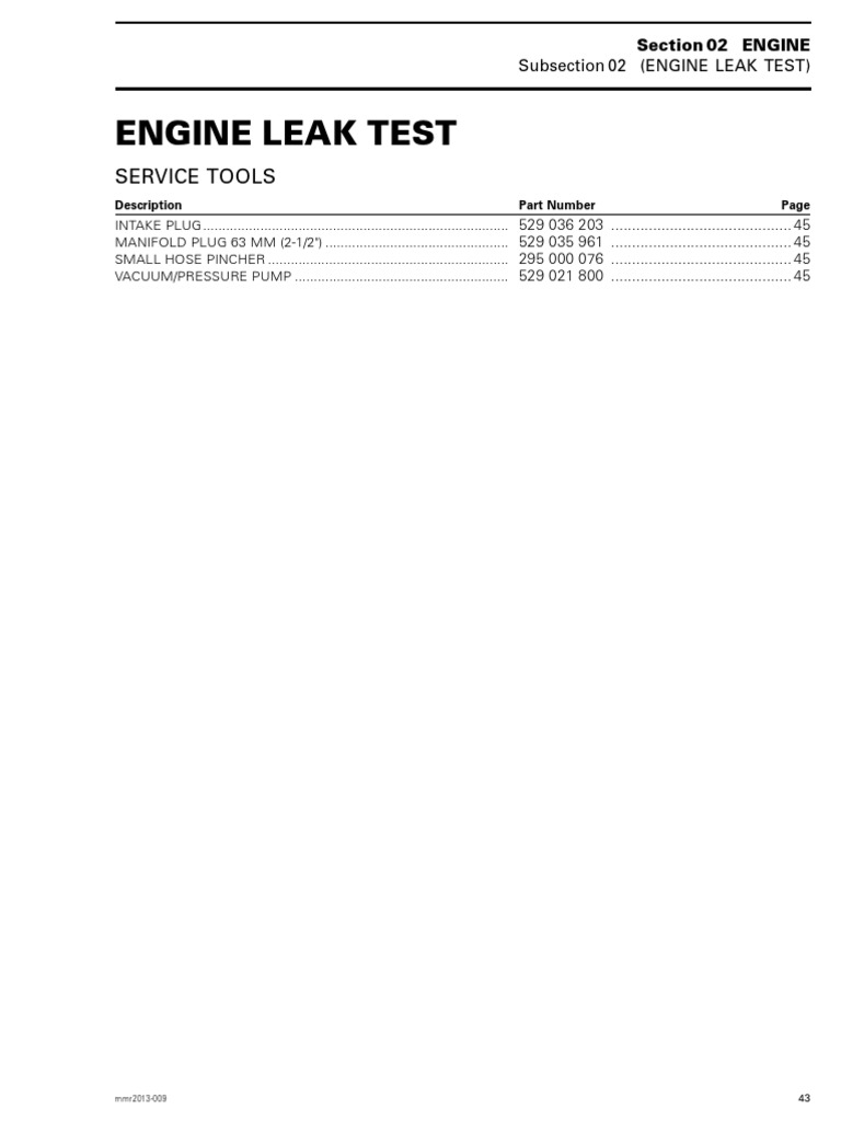SKIDOO Engine Leak Test (SUMMIT X) Shop Manual 04cciLAAQ