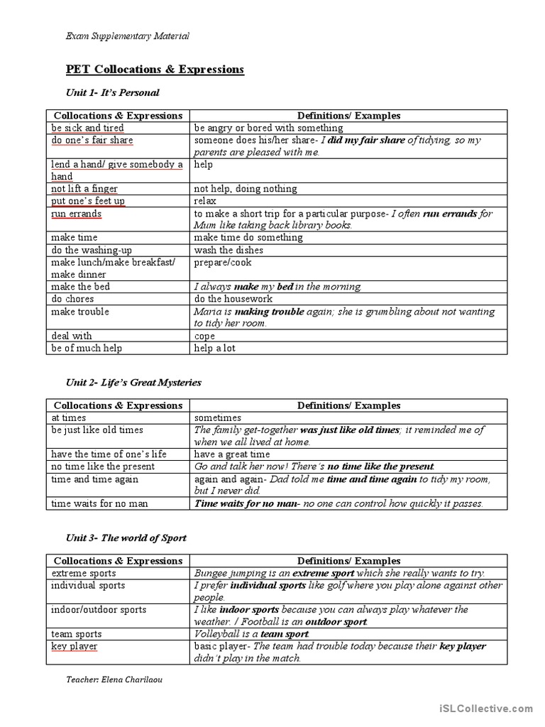 PET Collocations & Expressions Guide | PDF | Prison | Burglary