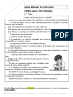 Avaliação Mensal de Ciências - Fungos e Bactérias