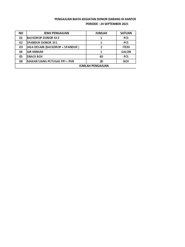 Pengajuan Kegiatan Donor Darah | PDF