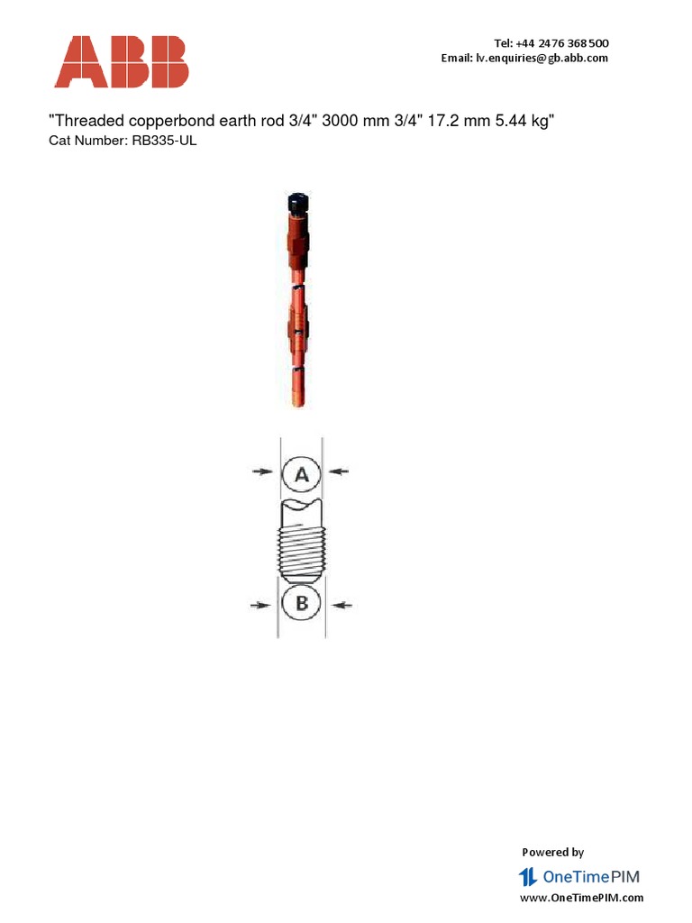 RB335 Threaded Copperbond Earth Rod | PDF