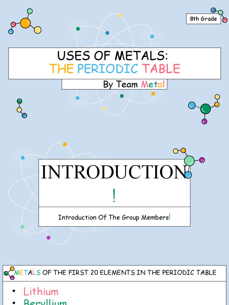 Metal Group PPT For Chemistry Grade 8 A | PDF | Lithium | Magnesium