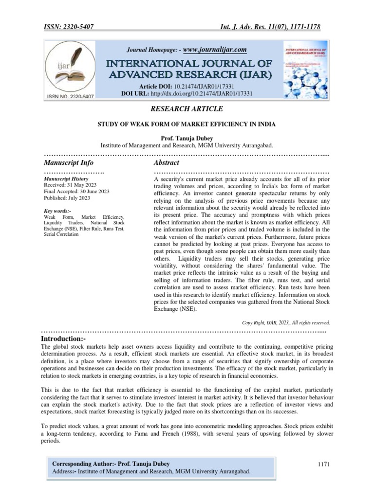 What Is Weak Form Efficient Market Hypothesis
