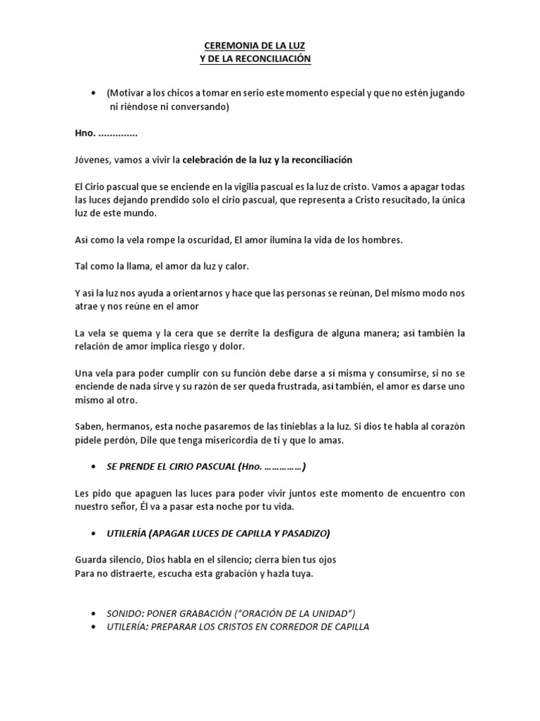 Ceremonia de Luz y Reconciliación | PDF | Pecado | Cristo (título)
