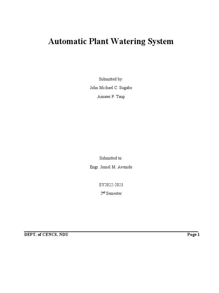 Automatic Plant Watering System 1 PDF Arduino Integrated Development Environment