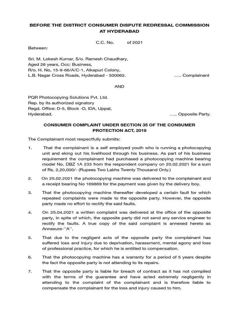 3 4 Consumer Complaint Pdf Common Law Justice