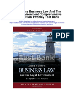 Andersons Business Law and The Legal Environment Comprehensive 23rd Edition Twomey Test Bank