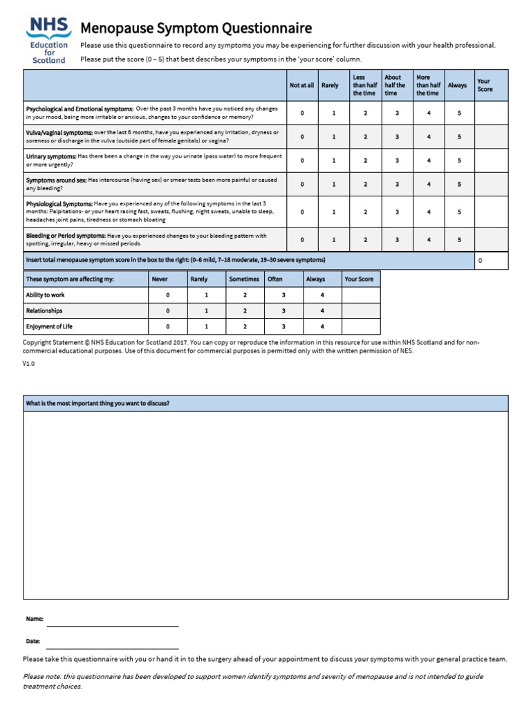 Menopause Symptom Questionnaire Accessible Form 25 03 2022 PDF