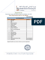 list of equipment for Const proj