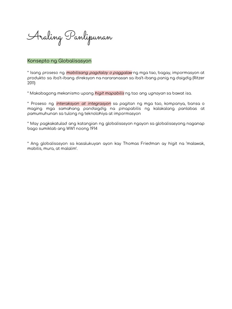 Lesson 1 Globalisasyon Pdf