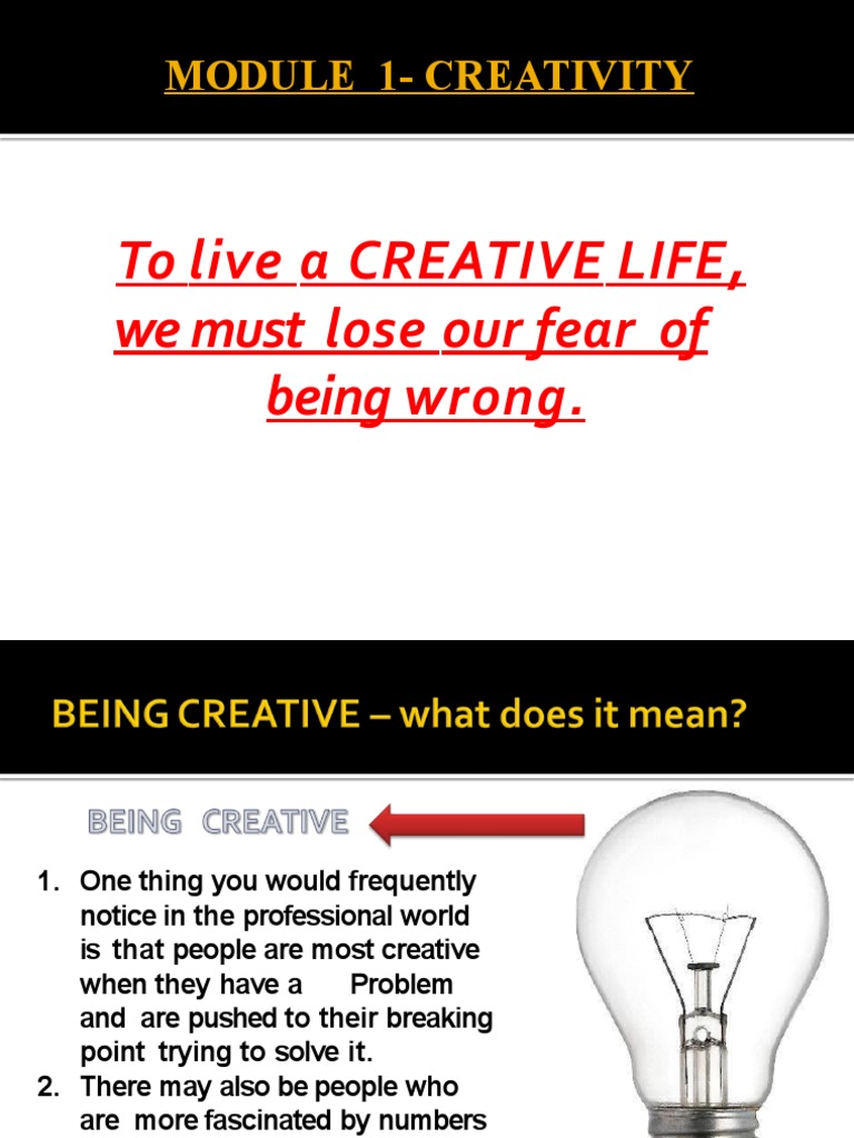 BS 309 Module 1 Creativity | PDF | Creativity | Thought