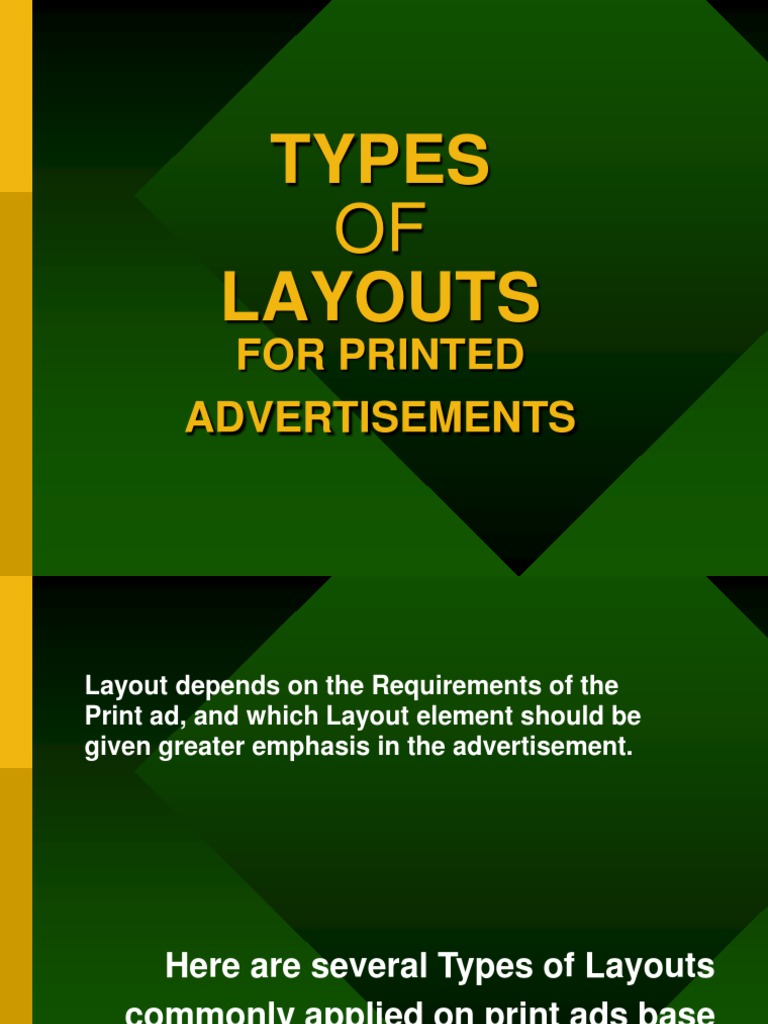 Types Layouts: For Printed Advertisements | PDF | Page Layout | Advertising